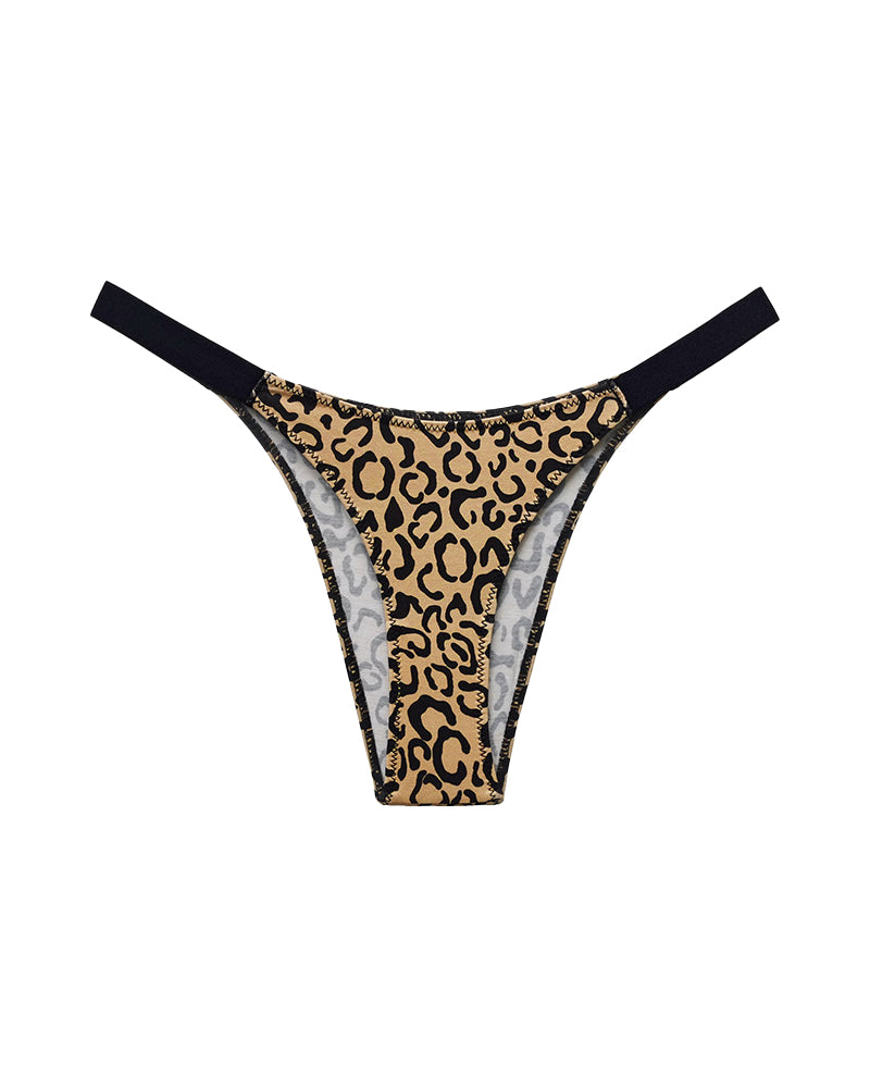 High-Cut Cotton Panties with Animal Print Straps