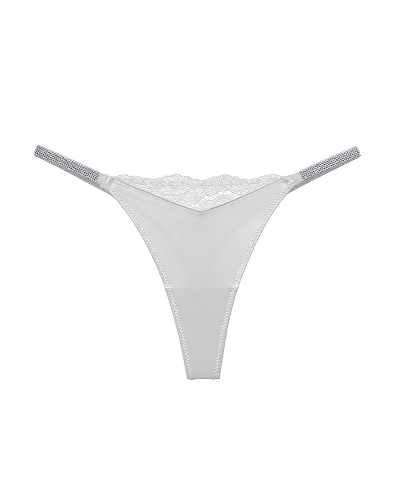 Crystal Lace Thong – High-cut Ice Silk T-back