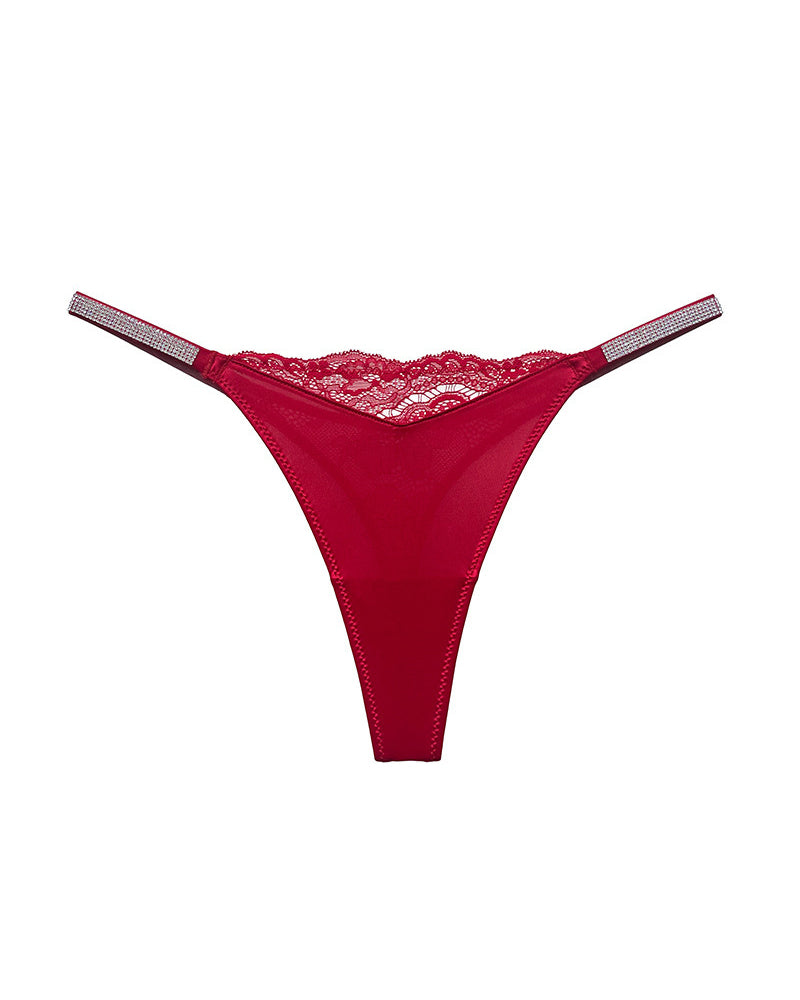 Crystal Lace Thong – High-cut Ice Silk T-back