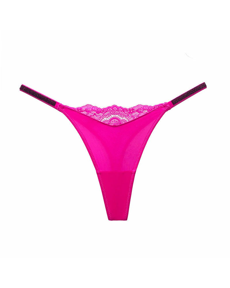 Crystal Lace Thong – High-cut Ice Silk T-back
