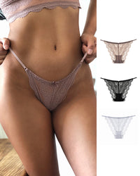 Sheer Floral Lace Strappy Cheeky Panties