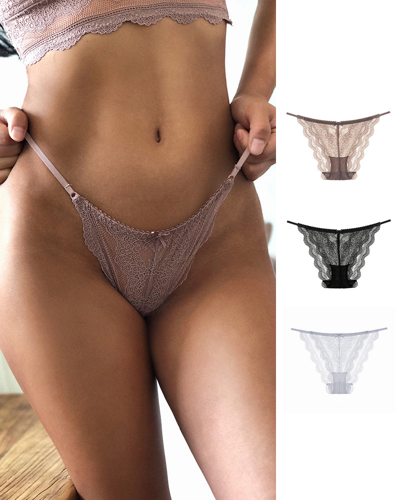 Sheer Floral Lace Strappy Cheeky Panties