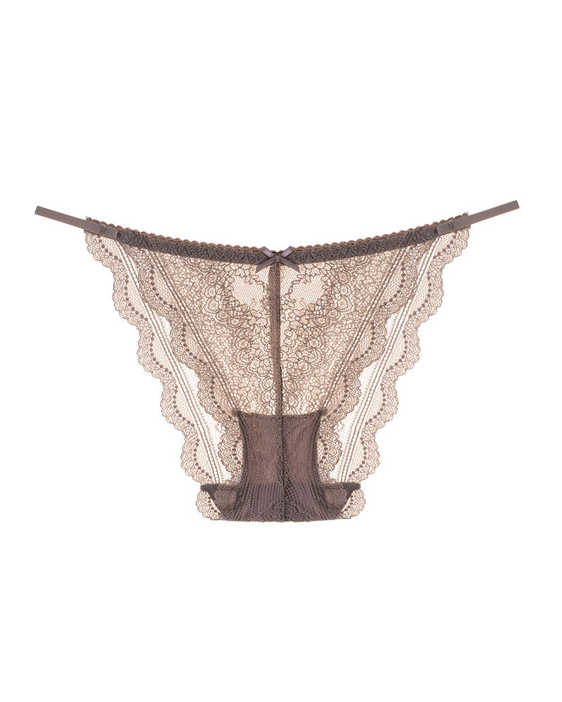 Sheer Floral Lace Strappy Cheeky Panties