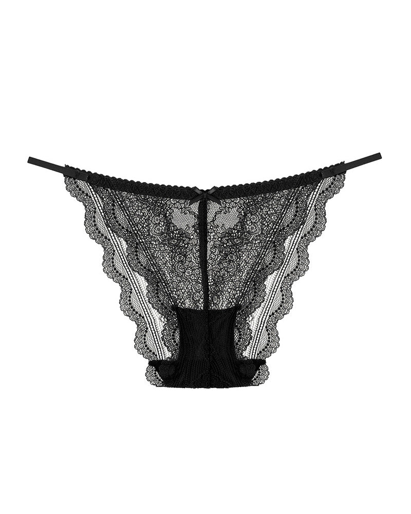 Sheer Floral Lace Strappy Cheeky Panties