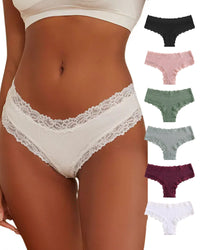 Lace Trim Ribbed Low-Rise Panties