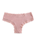 Lace Trim Ribbed Low-Rise Panties