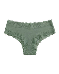 Lace Trim Ribbed Low-Rise Panties