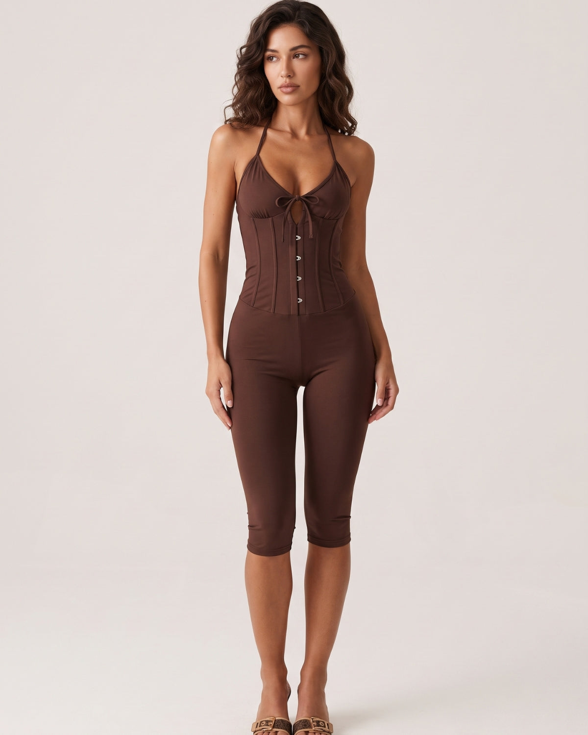 Halter Corset Capri Jumpsuit
