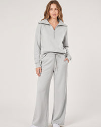 Half-Zip Pullover & Wide-Leg Pants Set