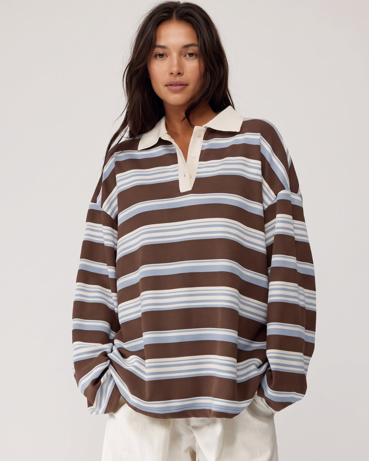 Vintage Striped Polo Sweatshirt