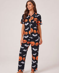 Halloween Pumpkin & Bat Loungewear Set