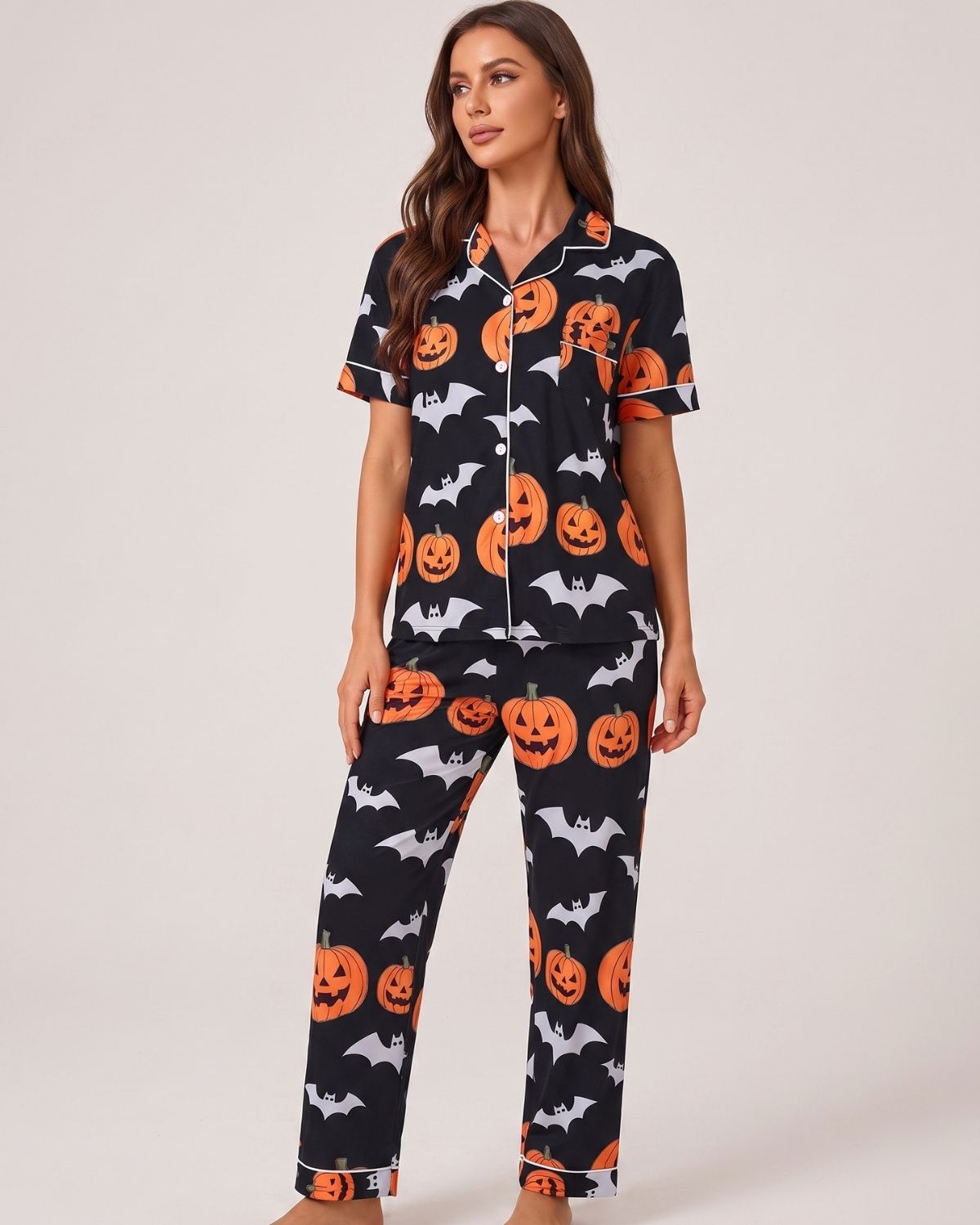 Halloween Pumpkin & Bat Loungewear Set