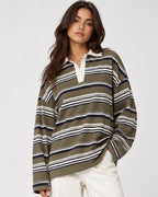 Vintage Striped Polo Sweatshirt