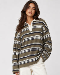 Vintage Striped Polo Sweatshirt