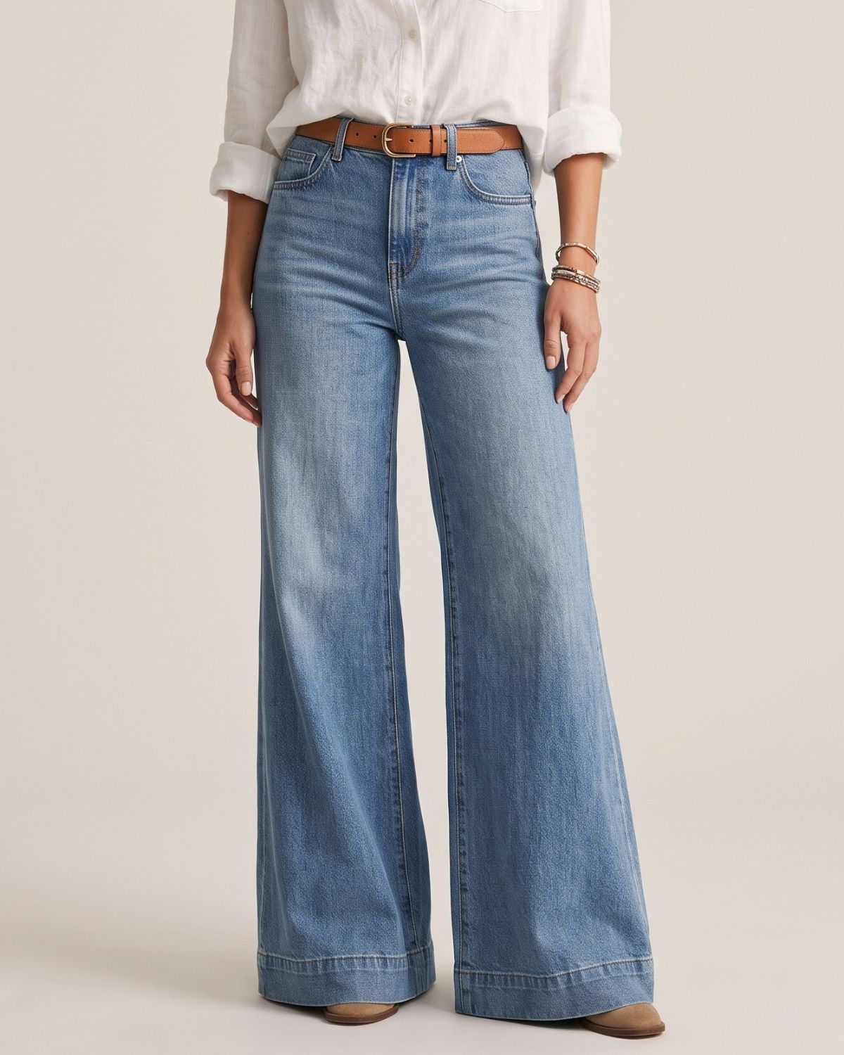 Vintage Washed Relaxed Wide-Leg Jeans