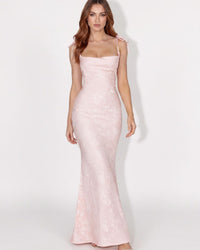 Lace Mermaid Tie-Strap Backless Maxi Dress