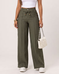 High-Waist Tie Wide-Leg Pants