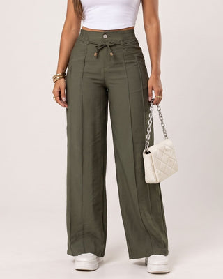 High-Waist Tie Wide-Leg Pants