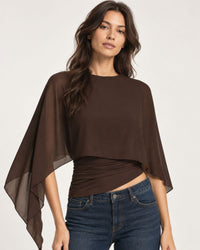 Asymmetrical Batwing Sleeve Blouse