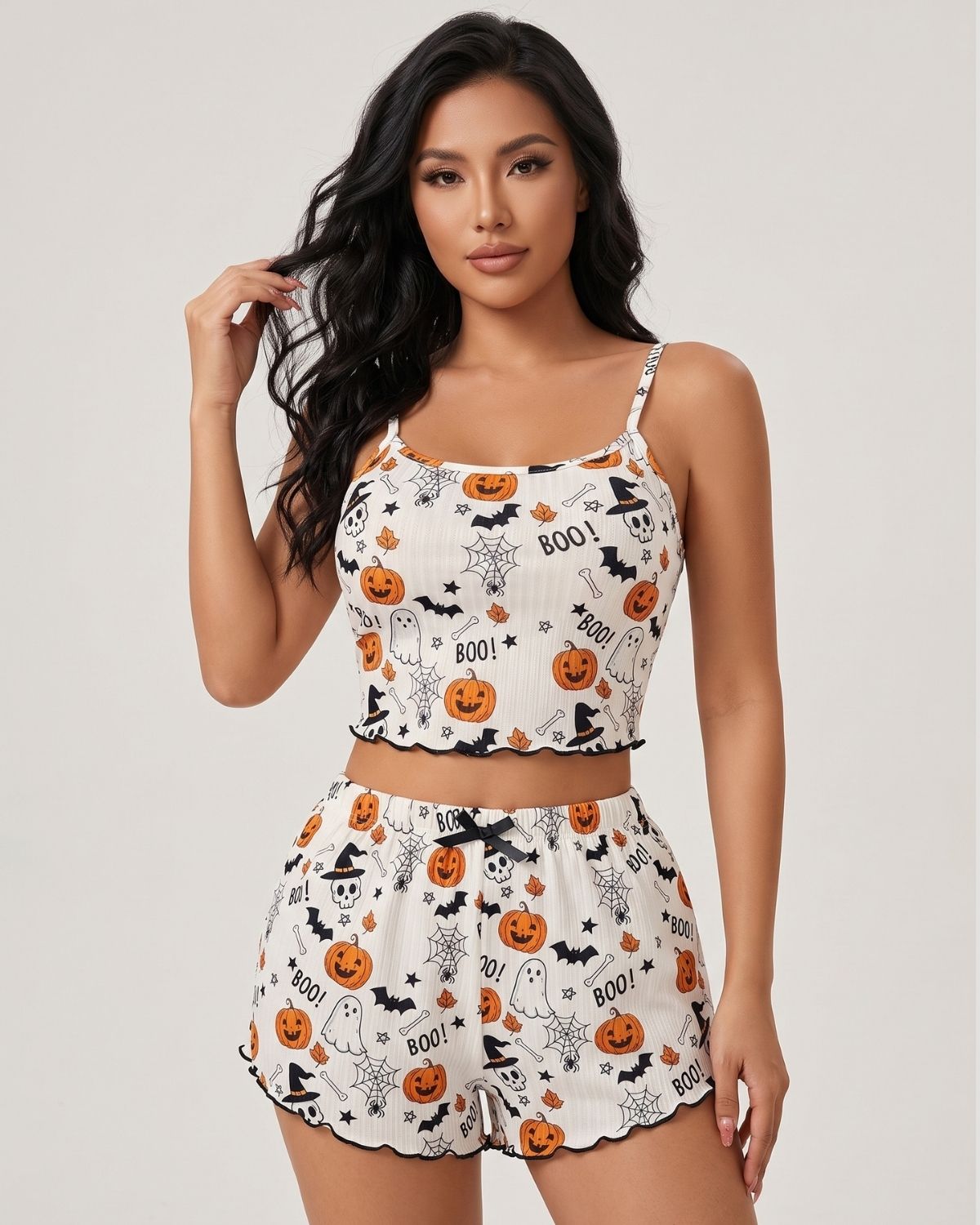 Halloween Pumpkin Cami & Shorts Pajama Set