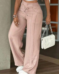 High-Waist Tie Wide-Leg Pants