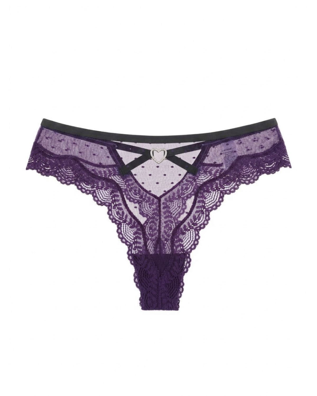 Sheer Heart Mesh Lace Thong