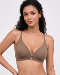 Seamless Front-Closure Wire-Free Racerback Bra