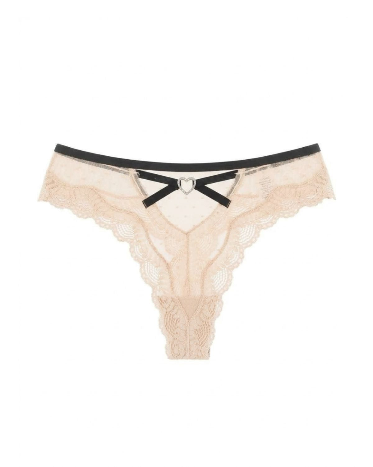 Sheer Heart Mesh Lace Thong