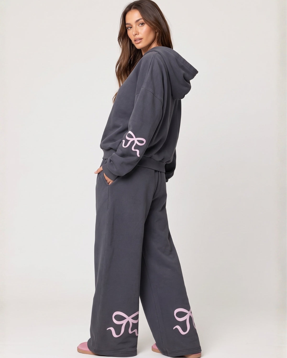 Bow-Print Hoodie & Pants Set