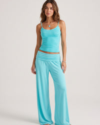 Striped Cami & Fold-Over Pants Set