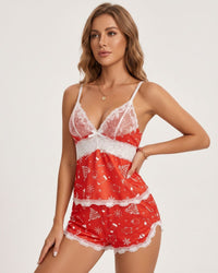 Halloween Lace-Trim Cami & Shorts Pajama Set