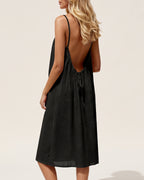 Solid Color Backless Cami Short Dress