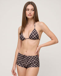 Checkered Halter Bikini Four-Piece Set