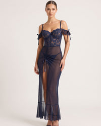 Alluring Lace & Mesh Corset Nightgown
