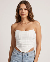 Elegant Mesh Ruched Bustier Tube Top