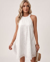 Openwork Halter Neck Casual Dresses