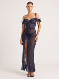 Alluring Lace & Mesh Corset Nightgown