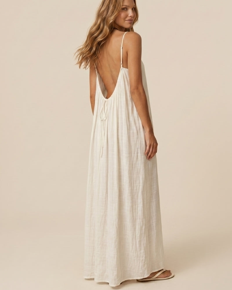 Solid Color Backless Cami Dress