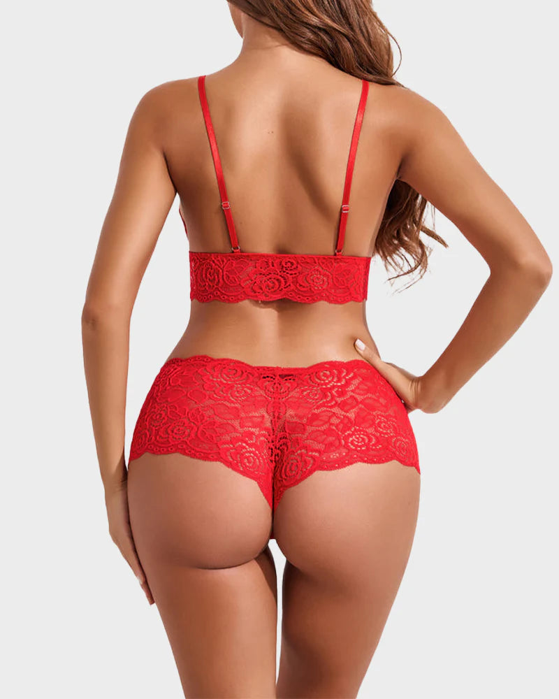 3-Piece Sheer Lace Sleepwear Set