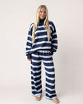 Striped Mock-Neck Wide-Leg Lounge Set