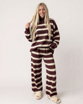 Striped Mock-Neck Wide-Leg Lounge Set