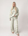 Striped Mock-Neck Wide-Leg Lounge Set
