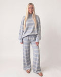 Striped Mock-Neck Wide-Leg Lounge Set