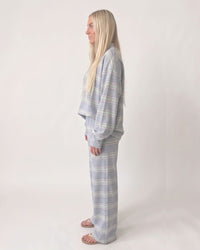 Striped Mock-Neck Wide-Leg Lounge Set