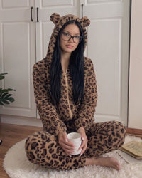 Leopard-Print Plush Romper Onesie