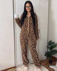 Leopard-Print Plush Romper Onesie