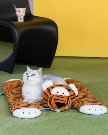 Tiger Shaped Pet Bed - Soft and Comfy Cushion for Cats & Dogs