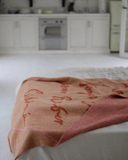 French-Inspired Lettered Half-Side Fleece Throw Blanket - Sofa & Nap Blanket
