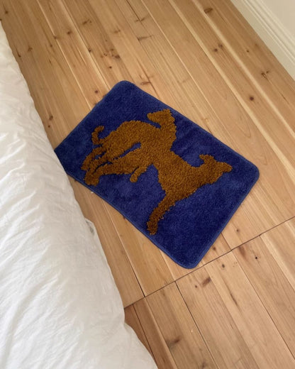 Original Puppy Flocked Area Rug - Irregular Shaped Bedside Mat for Bedroom