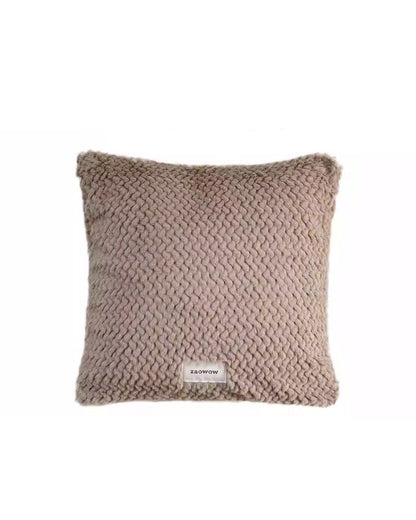 Brown Faux Rabbit Fur Pillow - Soft Plush Cushion for Sofa & Fall Decor